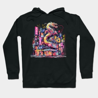 Colorful City Scene and a Dragon Hoodie